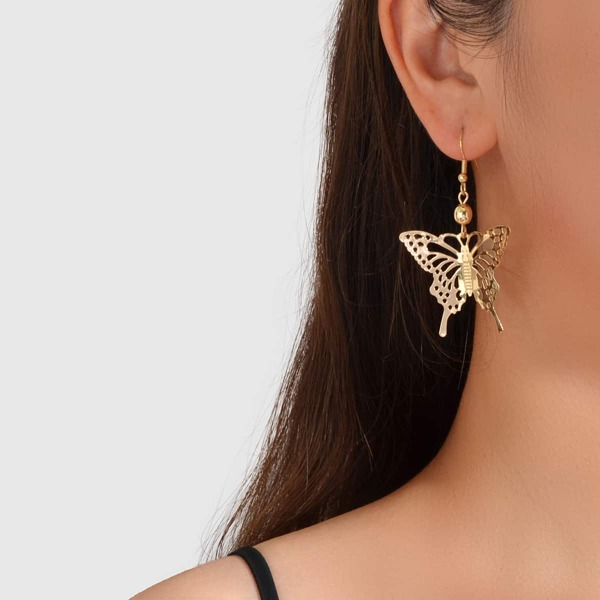 

Butterfly Design Drop Earrings, Gold