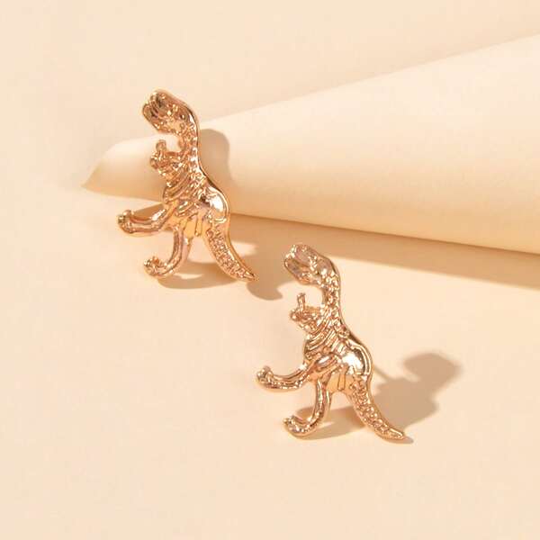 

Dinosaur Design Stud Earrings, Gold