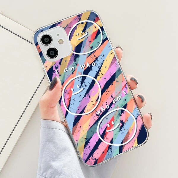 

Cartoon Graphic Colorful Line Phone Case, Multicolor