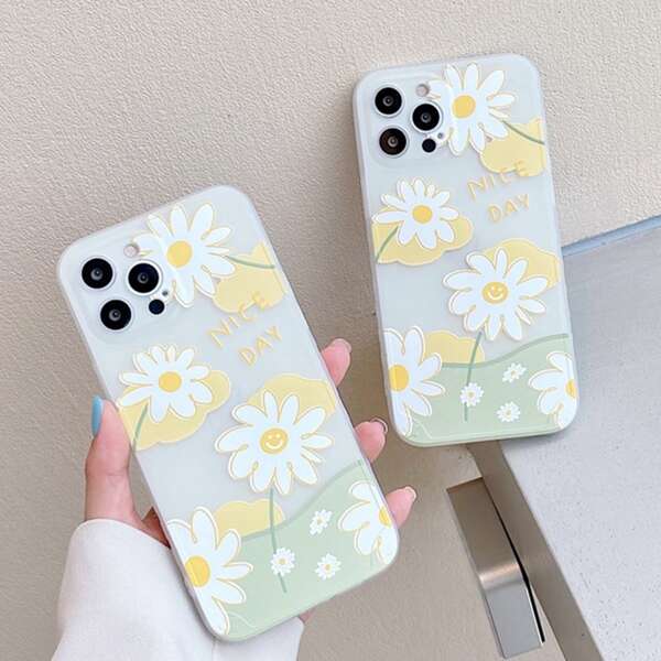 

Flower Print Clear Phone Case, Multicolor