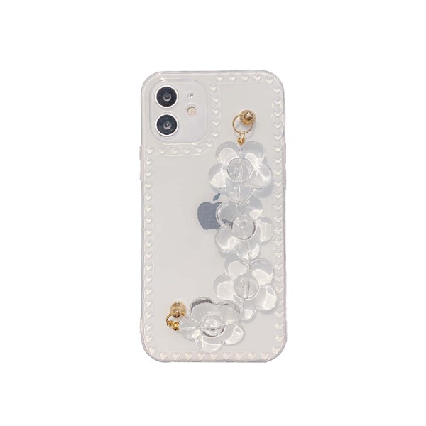 

Clear Phone Case With Flower Decor Hand Strap