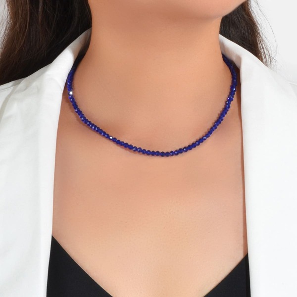 

Minimalist Beaded Necklace, Blue
