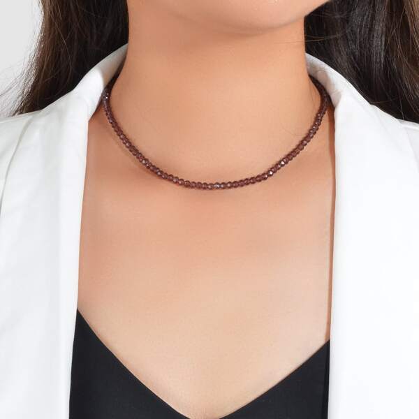 

Minimalist Beaded Necklace, Purple