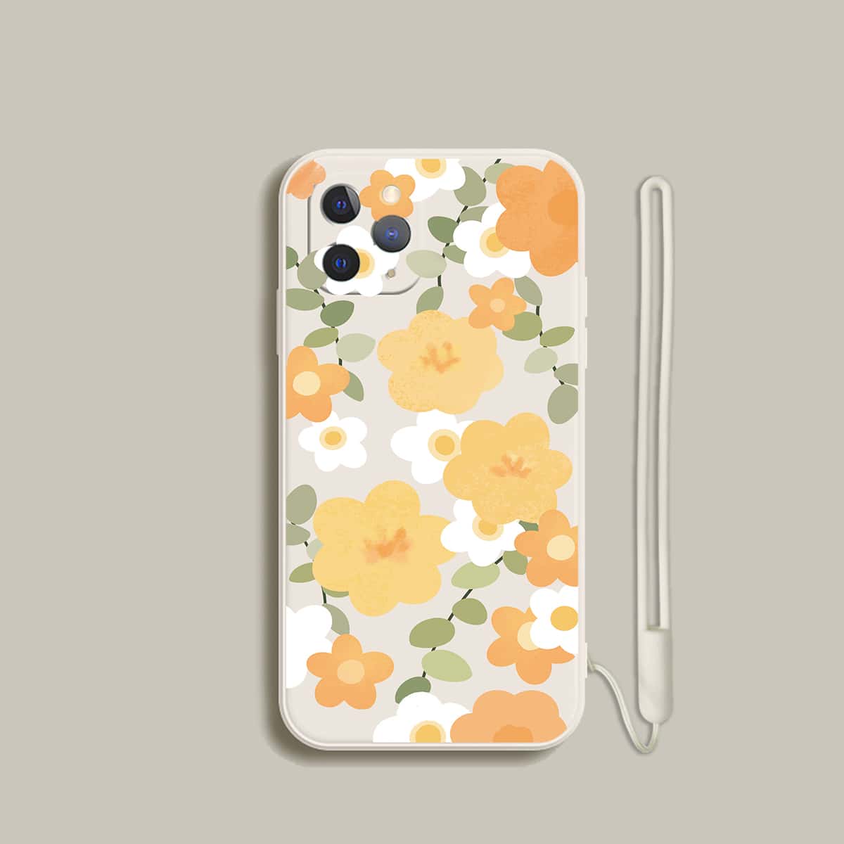 

Flower Pattern Phone Case With Lanyard, Multicolor
