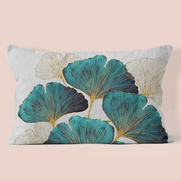 

Ginkgo Biloba Leaf Print Lumbar Pillow Cover Without Filler, Multicolor