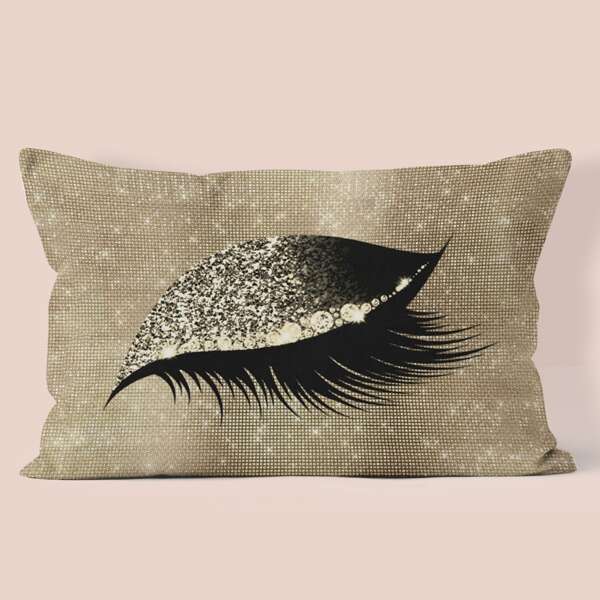 

Eyelash Print Lumbar Pillow Cover Without Filler, Multicolor