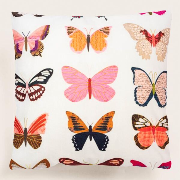 

Butterfly Fruit Print Cushion Cover Without Filler, Multicolor