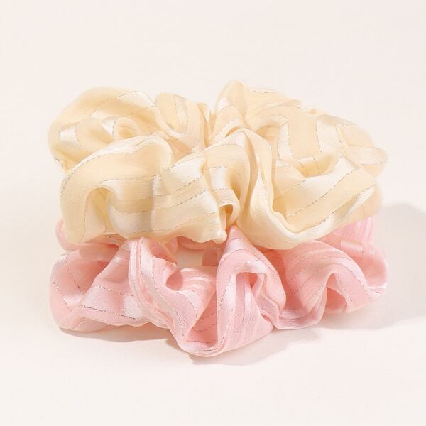 

2pcs Girls Striped Scrunchie, Multicolor
