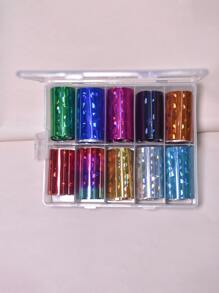 10卷混合色鐳射美甲貼紙 - 彩色 - 查看 1