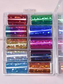 10卷混合色鐳射美甲貼紙 - 彩色 - 查看 3