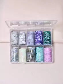 使用全覆蓋美甲轉移箔 1 盒大理石光暈染色指甲轉移女士和女孩立即升級您的外觀 - 彩色 - 查看 1