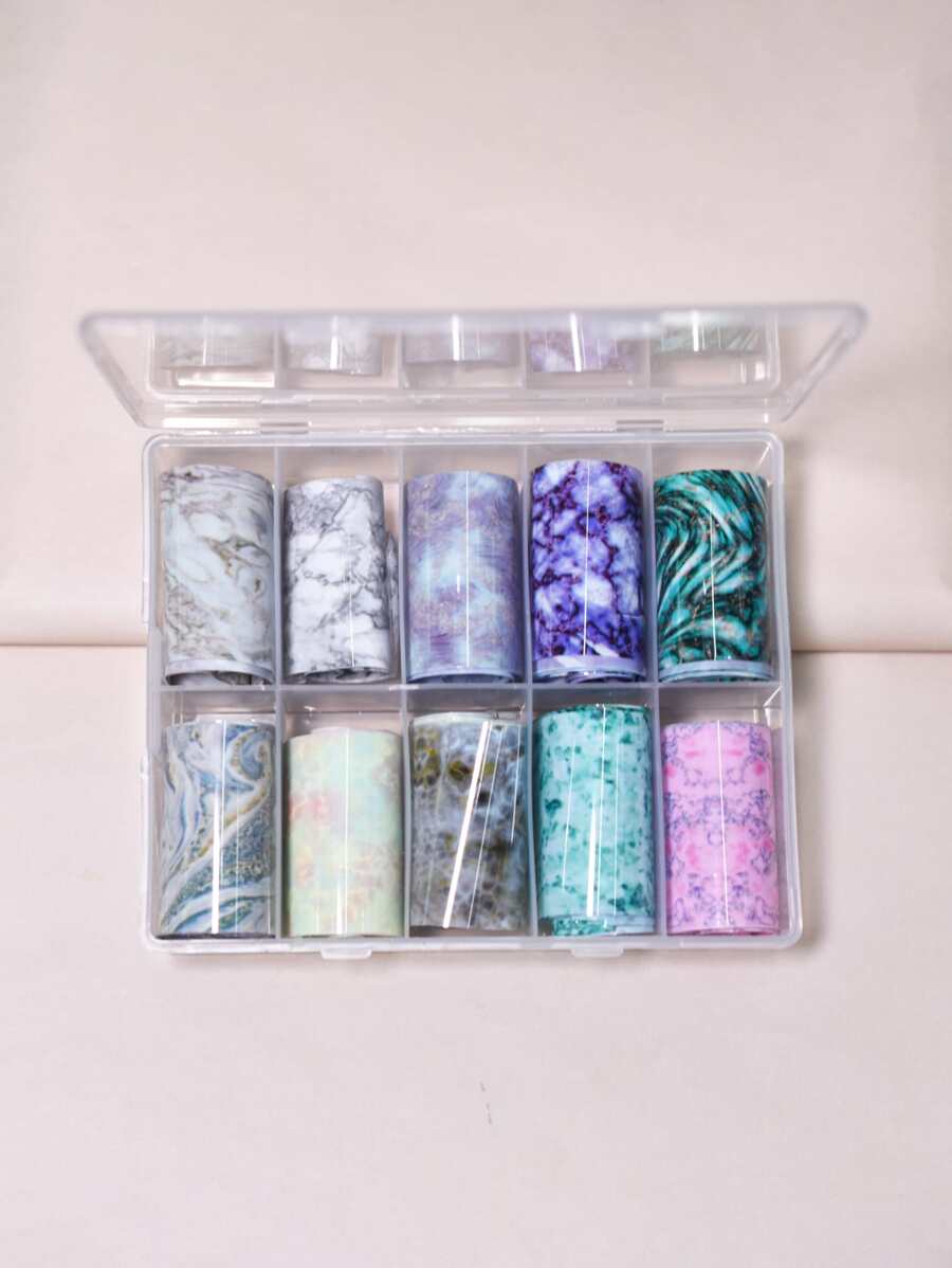 使用全覆蓋美甲轉移箔 1 盒大理石光暈染色指甲轉移女士和女孩立即升級您的外觀 - 彩色 - 查看 1