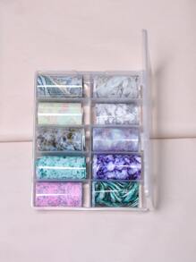 使用全覆蓋美甲轉移箔 1 盒大理石光暈染色指甲轉移女士和女孩立即升級您的外觀 - 彩色 - 查看 2