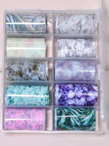 使用全覆蓋美甲轉移箔 1 盒大理石光暈染色指甲轉移女士和女孩立即升級您的外觀 - 彩色 - 查看 3