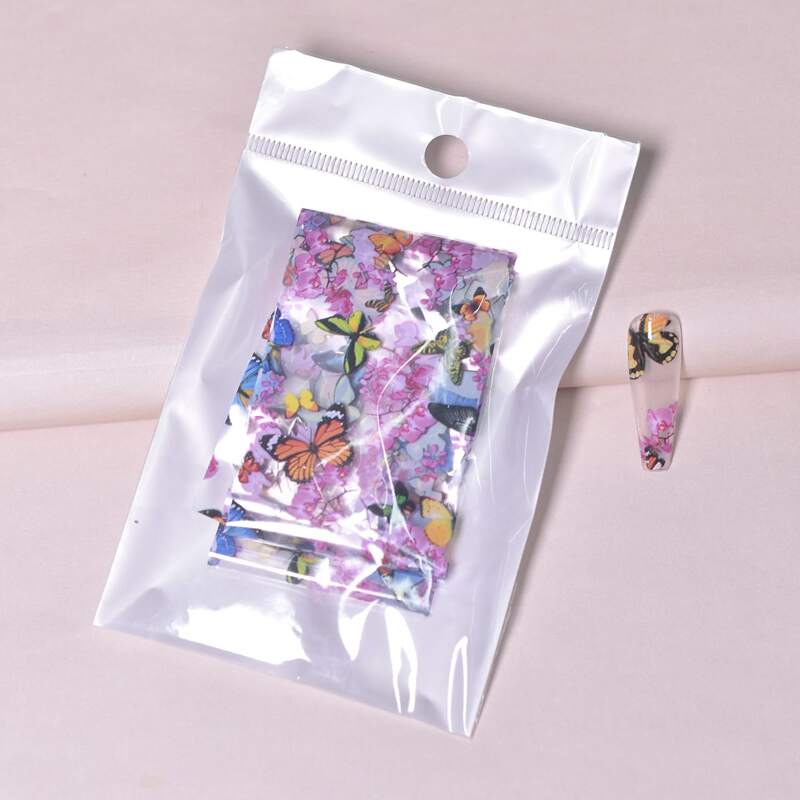 

1pack Flower & Butterfly Pattern Nail Sticker, Multicolor