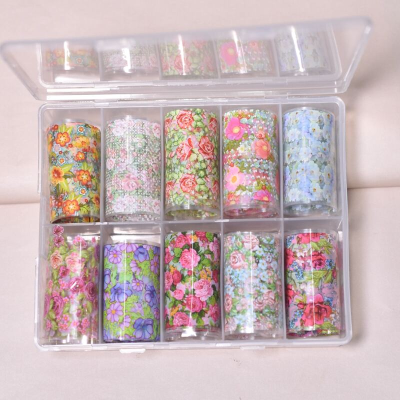 

10rolls Flower Pattern Nail Art Sticker, Multicolor
