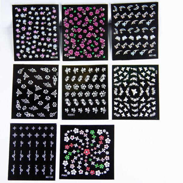 

8sheets Floral Nail Art Sticker, Multicolor