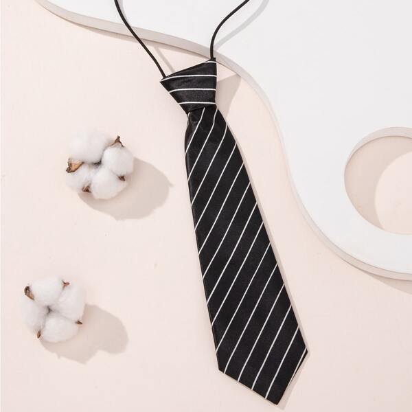 

Toddler Kids Striped Tie, Black and white