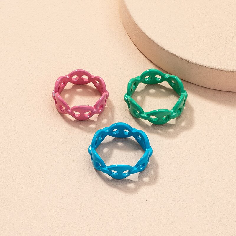 

3pcs Simple Ring, Multicolor