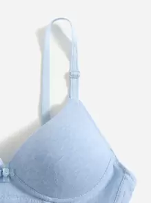 全罩杯素色內衣褲套裝 - 霧霾藍 - 查看 4