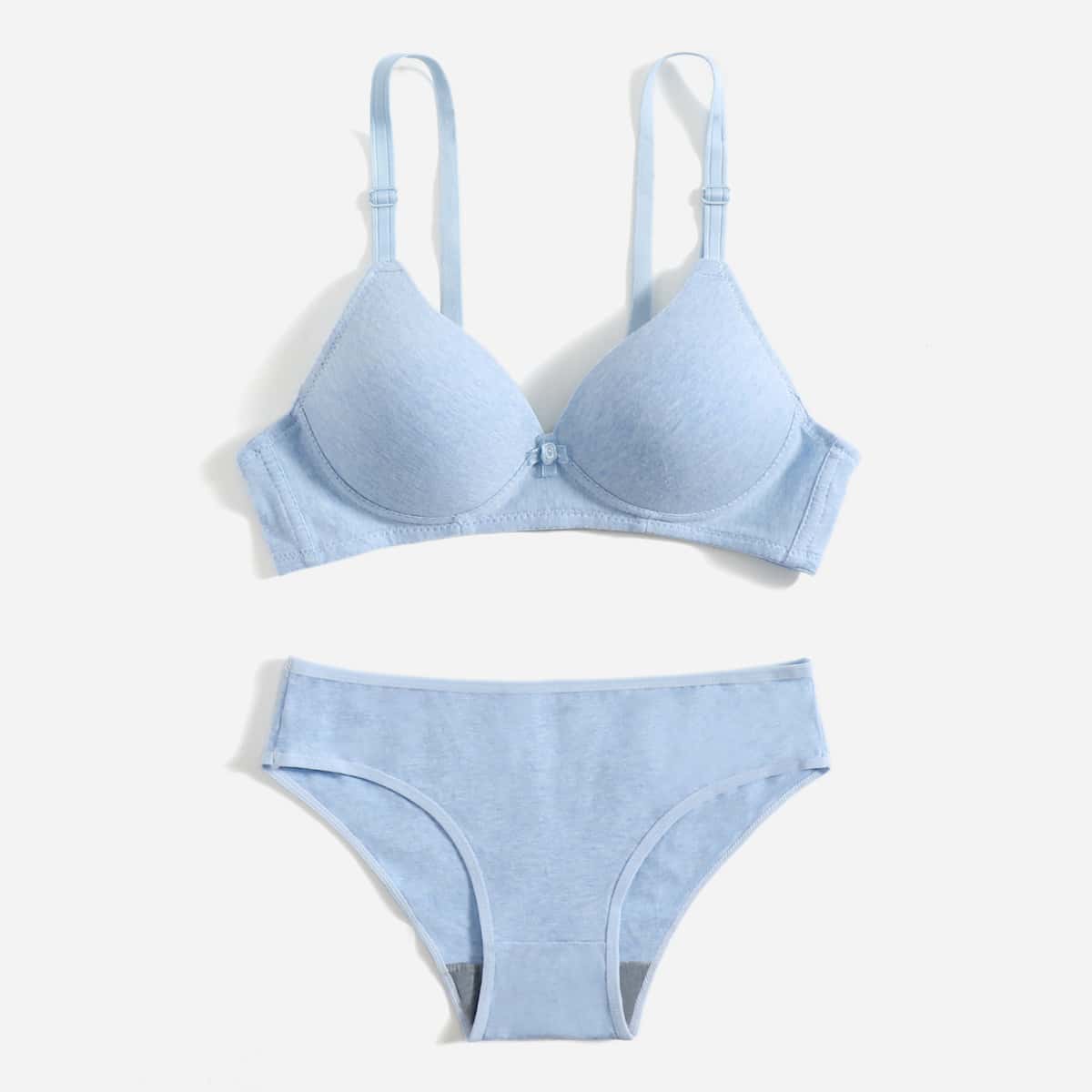 

Full Cup Solid Lingerie Set, Dusty blue