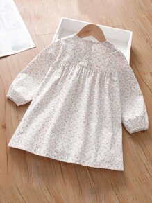 SHEIN 小女童小碎花彼得潘領打攬連衣裙