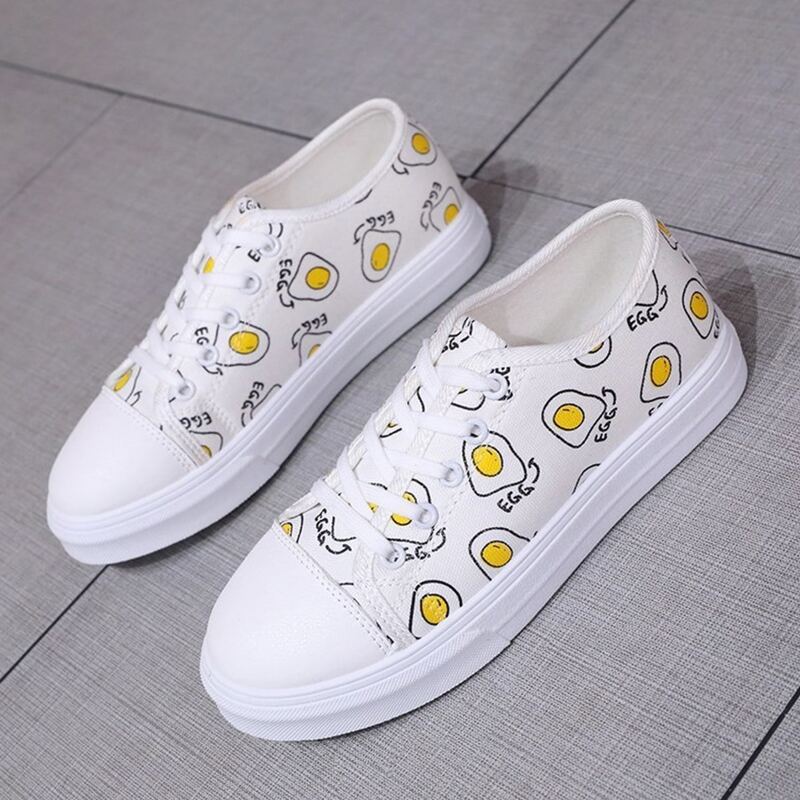 

Egg Print Canvas Shoes, White