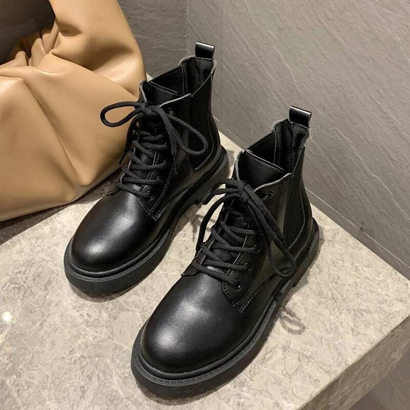 

Lace-up Front Combat Boots, Black