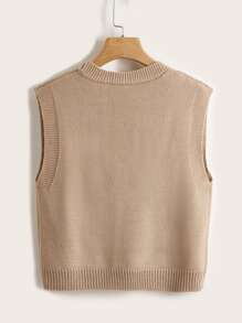 SHEIN Unity Cárdigan escote V con botón delantero - Albaricoque - Ver 2