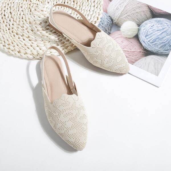 

Girls Hollow Out Slingback Flats, Beige