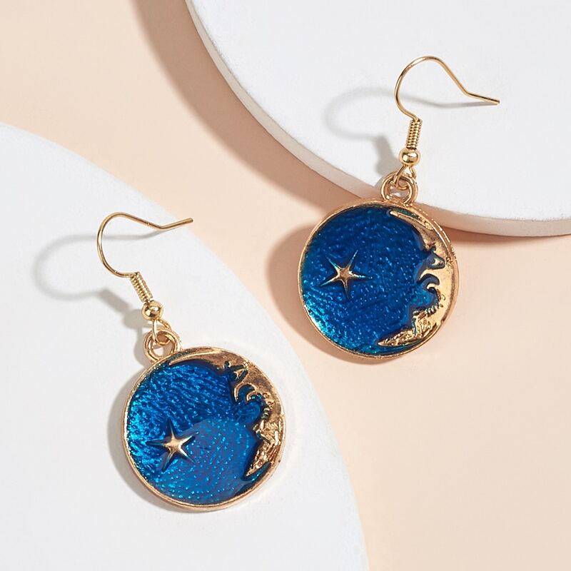 

Geo Design Earrings, Blue