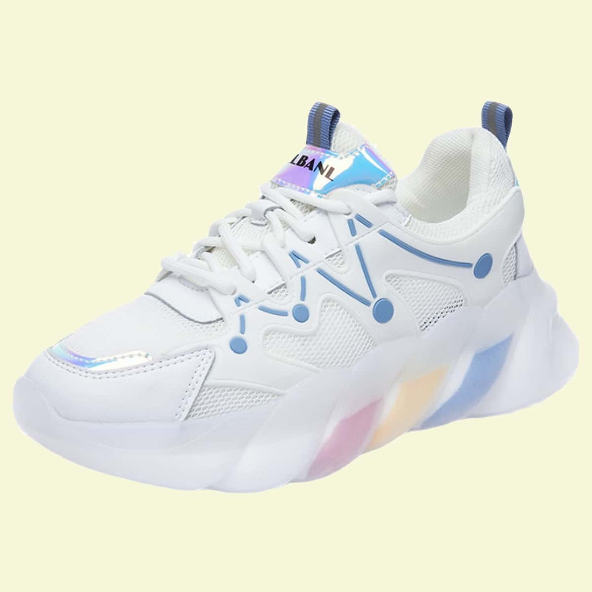 

Lace-up Front Mesh Panel Sneakers, Multicolor
