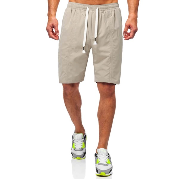

Men Solid Drawstring Waist Shorts, Khaki