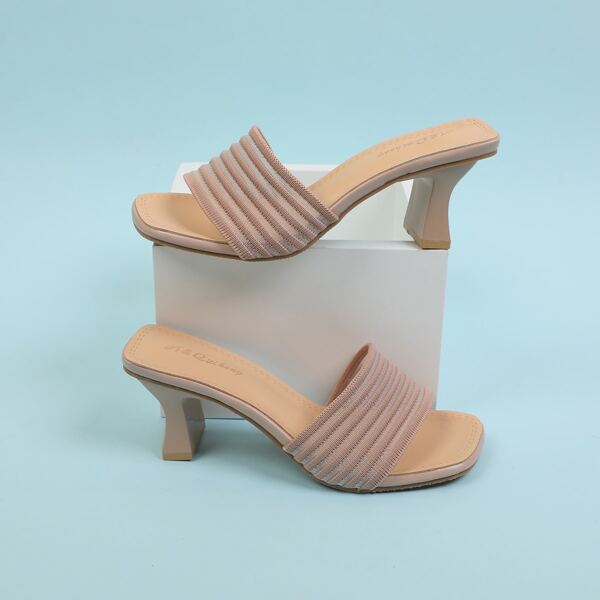 

Minimalist Open Toe Chunky Mules, Apricot