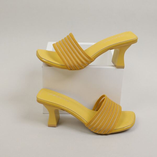 

Striped Pattern Sandal Mules, Yellow