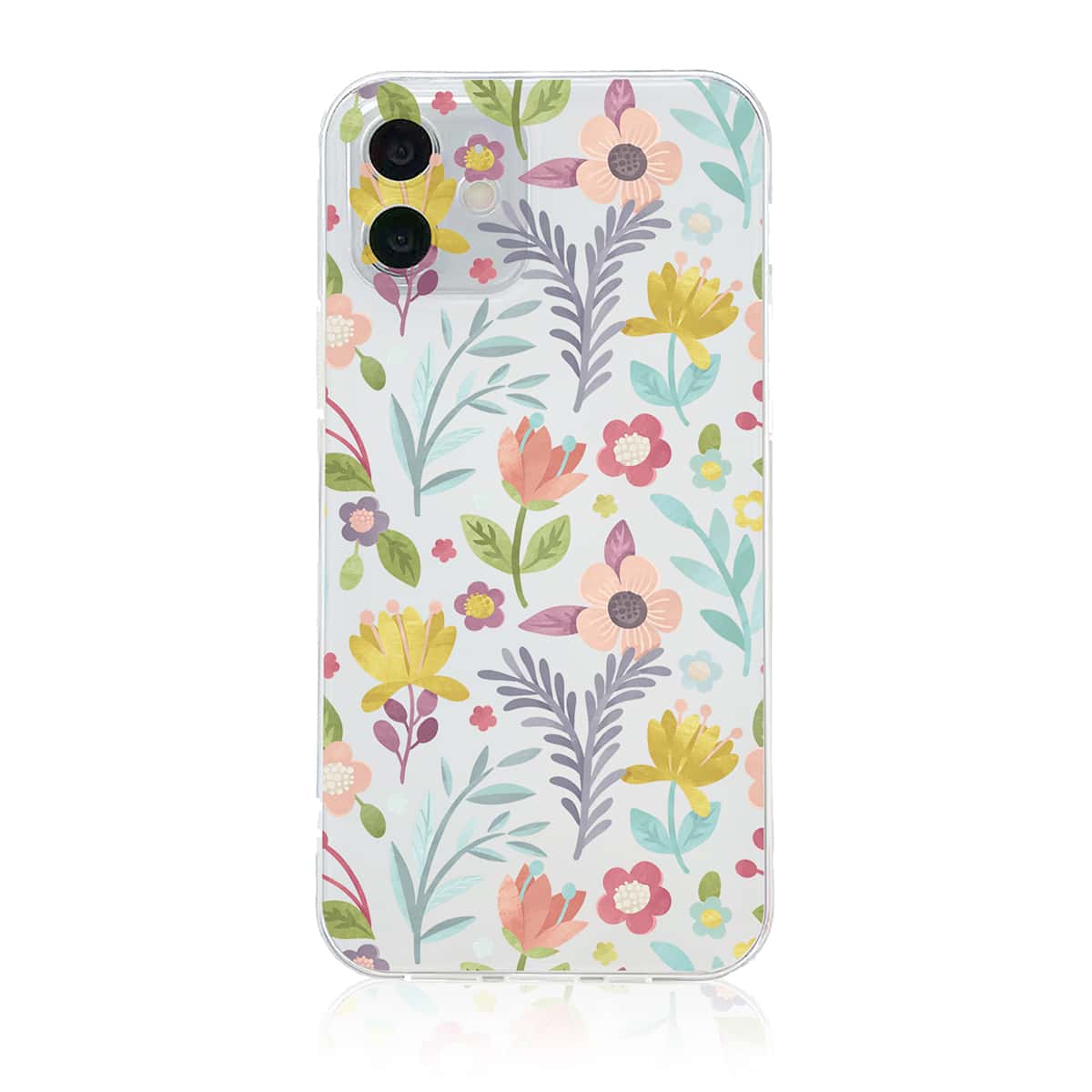 

Flower Print Transparent Phone Case, Multicolor