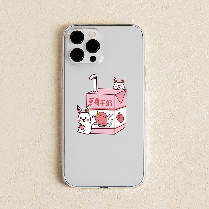 

Cartoon Graphic Transparent Phone Case, Multicolor