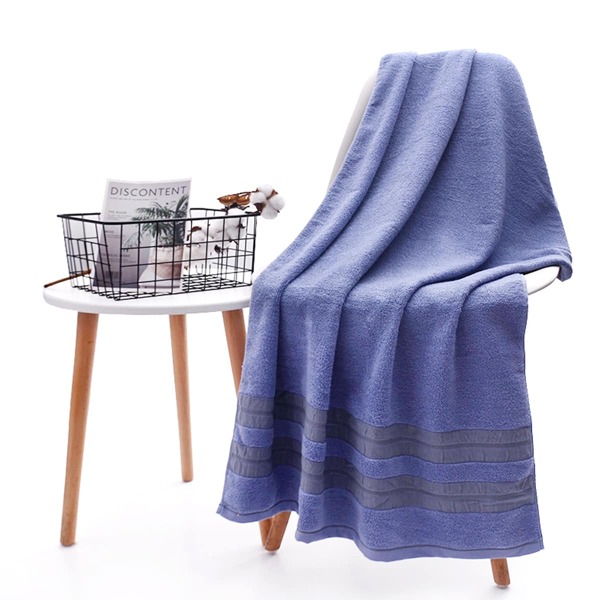 

1pc Striped Bath Towel, Blue