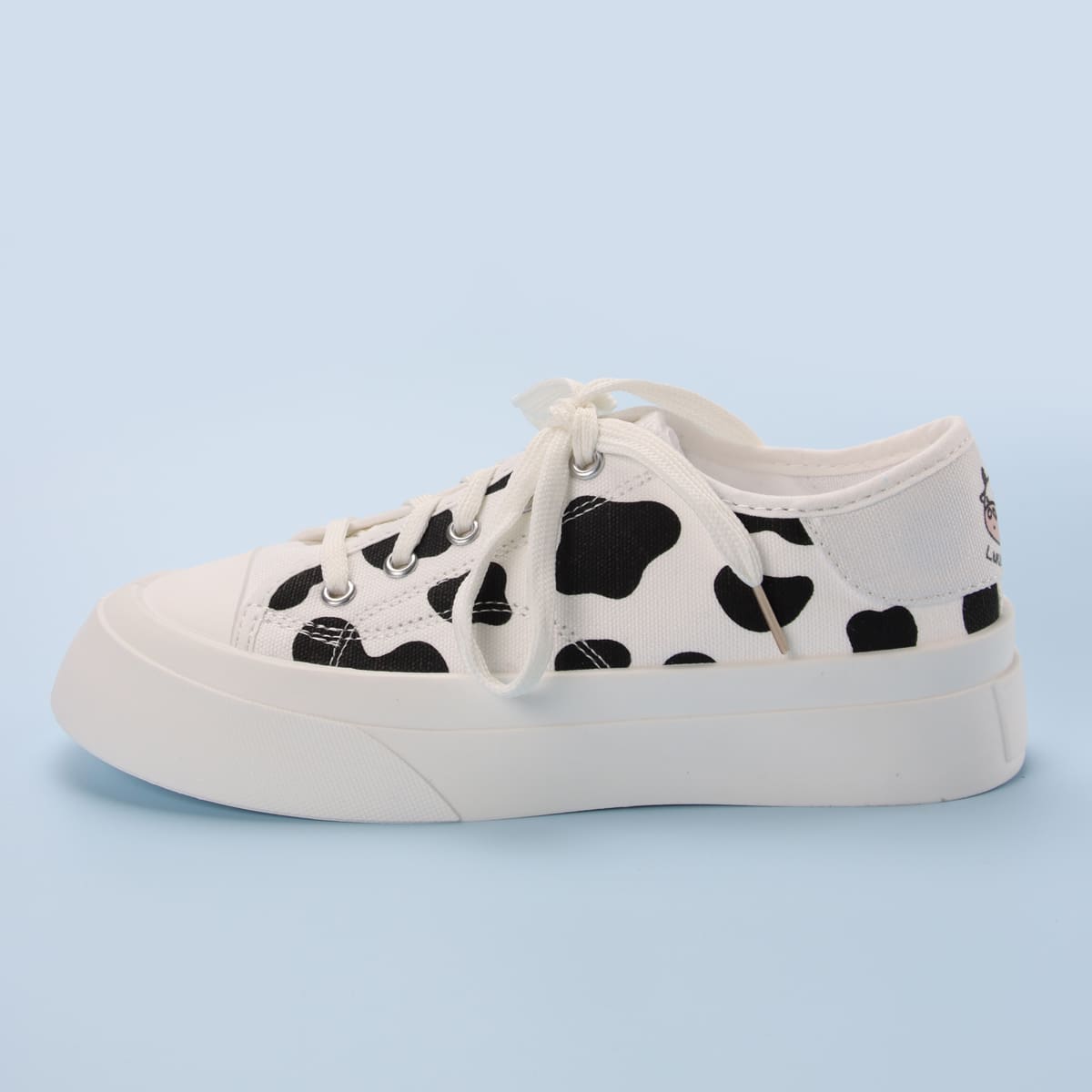 

Cow Print Canvas Shoes, Black and white