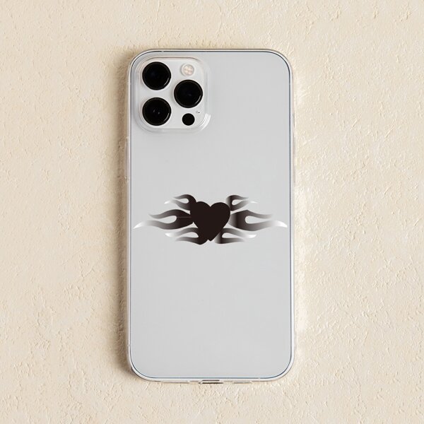 

Heart Print Phone Case, Black