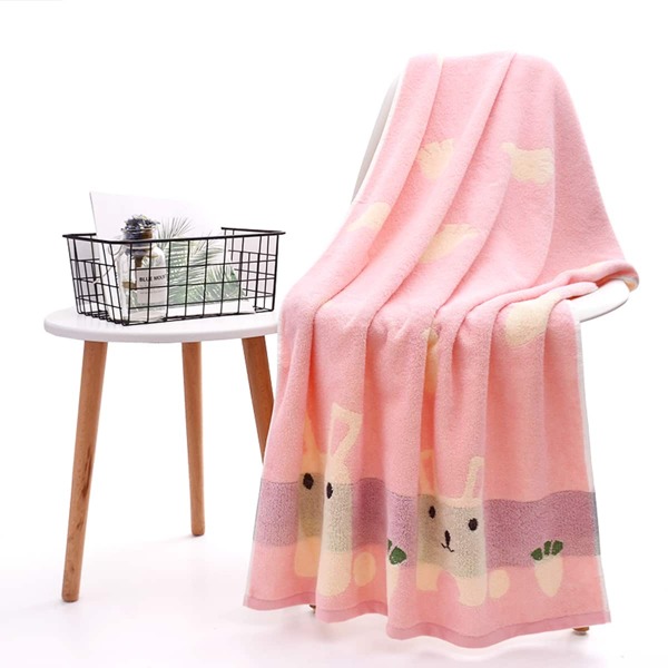 

1pc Rabbit Pattern Bath Towel, Pink