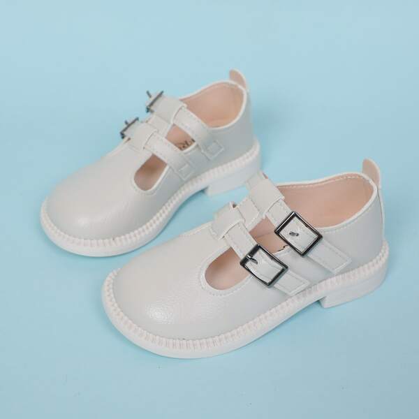 

Toddler Girls Buckle Decor Flats, White