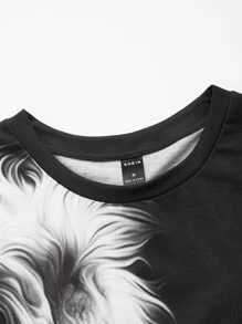 Manfinity NiteLyfe Tops Nam Thú vật Đường phố - màu đen - Xem 3