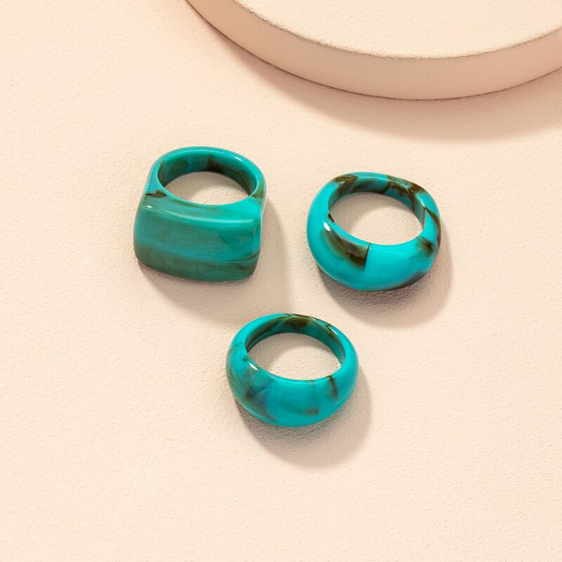 

3pcs Resin Ring, Green
