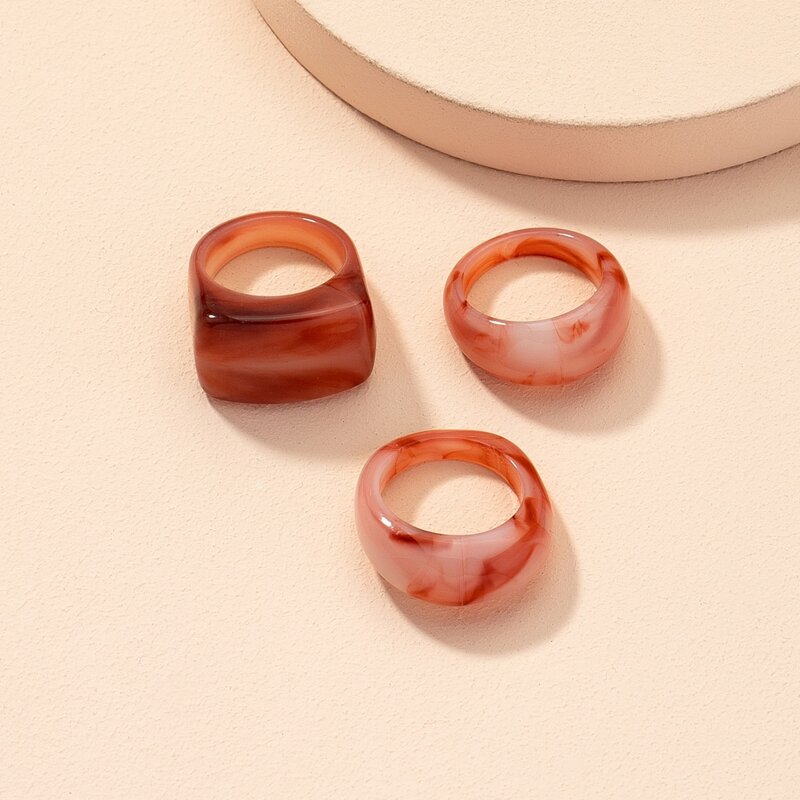 

3pcs Resin Ring, Multicolor