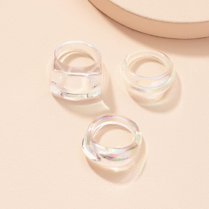 

3pcs Clear Ring, Multicolor