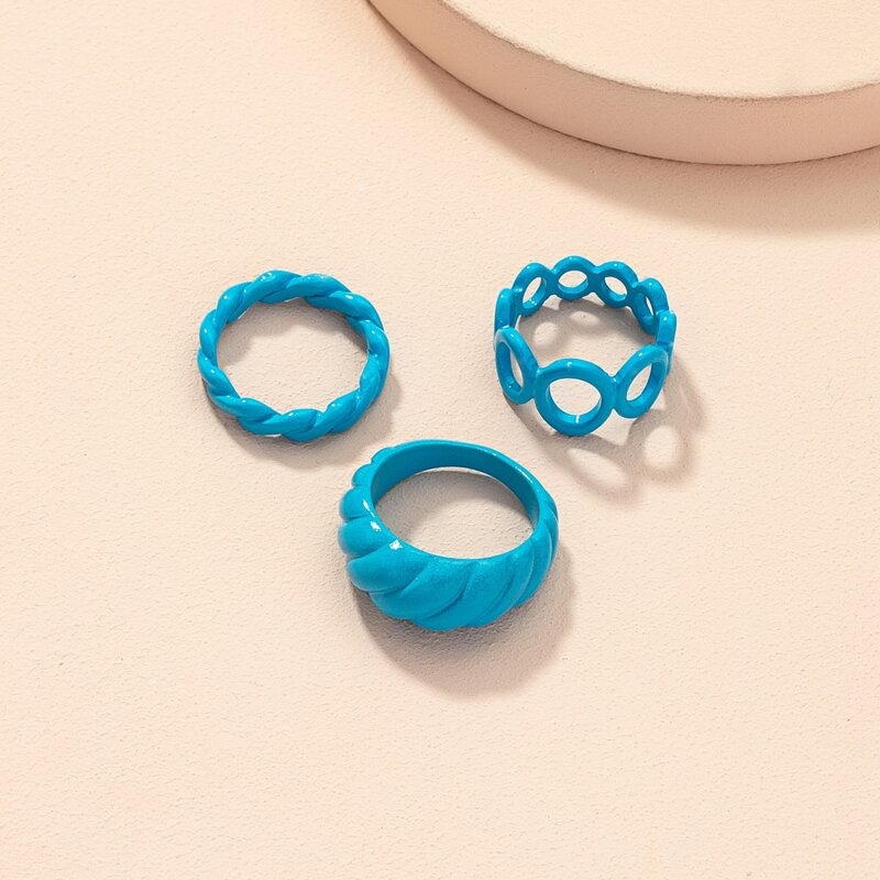 

3pcs Hollow Out Ring, Blue