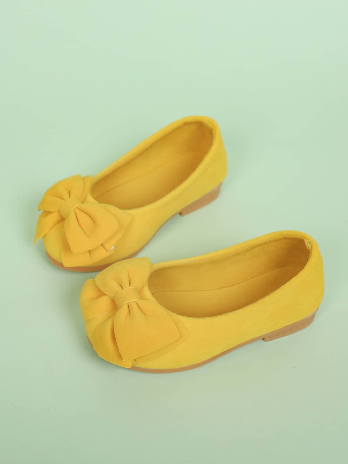 小女童極簡風格蝴蝶結裝飾平底鞋 - 黃色 - 查看 1