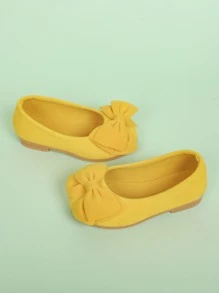 小女童極簡風格蝴蝶結裝飾平底鞋 - 黃色 - 查看 2