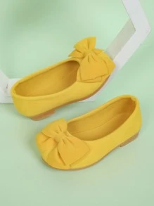 小女童極簡風格蝴蝶結裝飾平底鞋 - 黃色 - 查看 3